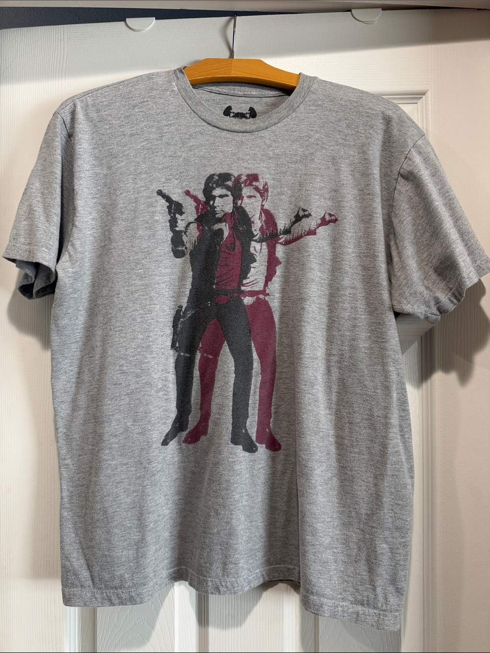 Headline Shirts- Men's Grey Graphic Star Wars Han Solo Double-Print T-Shirt